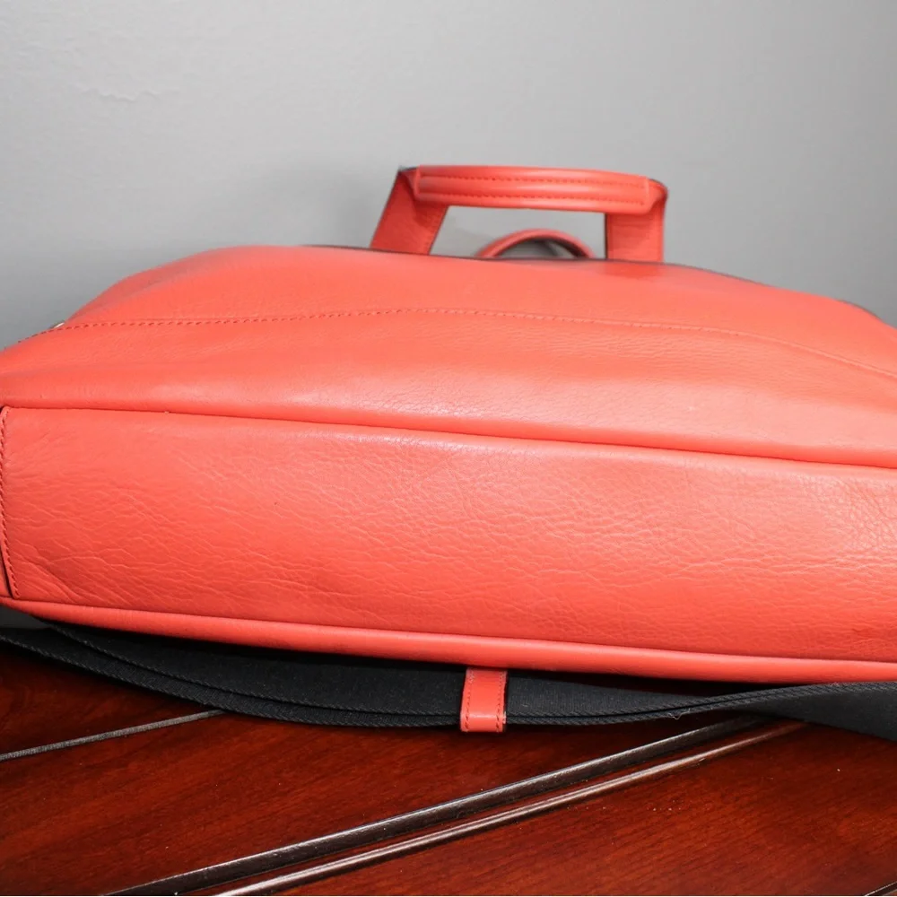 Coach Coral Leather Laptop Bag with Black Strap